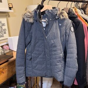 Obermeyer Women's Tuscany II Gray Jacket with Removable Faux Fur Hood